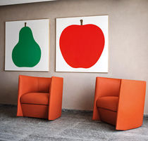 Fauteuil contemporain / en tissu / orange
