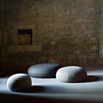 Pouf contemporain / en tissu / rond