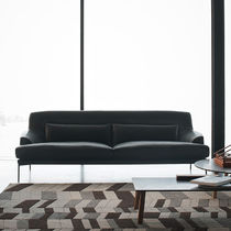 Canapé contemporain / noir / en cuir / 2...