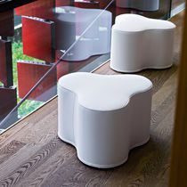 Pouf contemporain / en tissu / blanc
