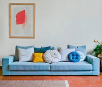 Canapé contemporain / beige / blanc / bleu