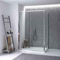 Cabine de douche en verre trempé / en inox...