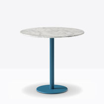 Table bistrot contemporaine / en marbre / avec pi&egrave;tement en acier / avec pi&egrave;tement en aluminium