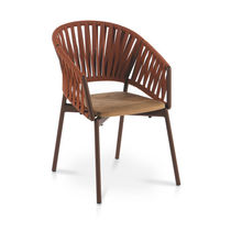Fauteuil contemporain / en tissu / en teck...