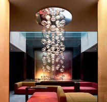 Lustre contemporain / en acier poli / en...