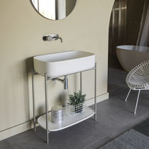 Vasque console / en céramique / avec étagère...