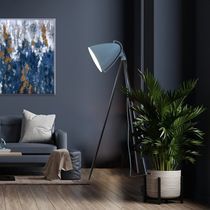 Lampe sur pied / en acier / en chêne / contemporaine