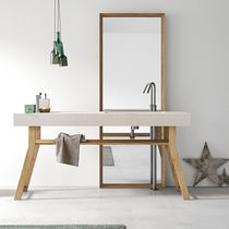 Meuble vasque à poser / en chêne / contemporain...