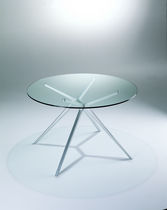 Table contemporaine / en verre / ronde