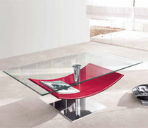 Table basse contemporaine / en verre / carrée
