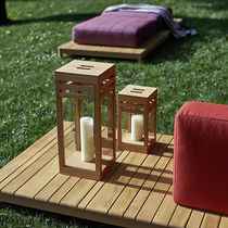 Lampe de sol / en verre / en teck / contemporaine