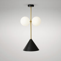 Suspension / en laiton / en verre / contemporaine