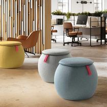 Pouf contemporain / en tissu / rond / tapissé