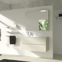 Meuble vasque suspendu / en bois / en CristalPlant®...