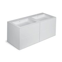 Meuble vasque double / suspendu / en bois...