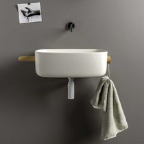 Vasque suspendue / en hêtre / en inox /...