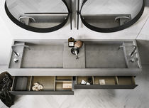 Meuble vasque double / suspendu / en Solid...