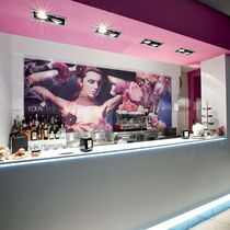 Comptoir de bar / en inox / droit / lumineux