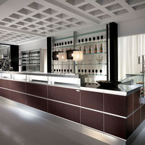 Comptoir de bar / en verre / en cuir / droit