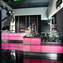 Comptoir de bar / en verre / en L / lumineux