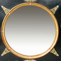 Miroir mural / de style / rond / en hêtre