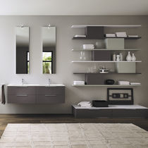 Meuble vasque double / suspendu / en bois...