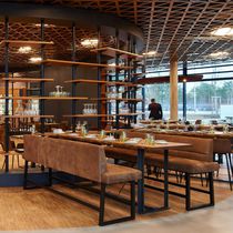 Banquette contemporaine / en cuir / en bois...