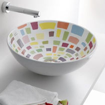 Vasque à poser / en porcelaine / ronde /...