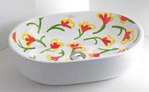 Vasque à poser / en porcelaine / ovale /...