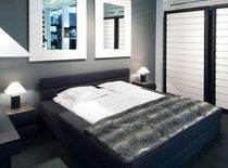 Lit double / contemporain / en tissu / 160x200...