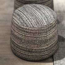 Pouf contemporain / en tissu / rond / bleu