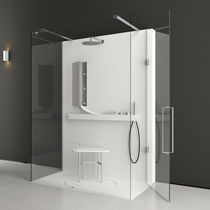 Cabine de douche en verre / avec porte battante...