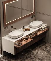 Meuble vasque double / suspendu / en bois...