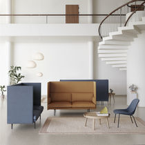 Canapé contemporain / marron / bleu / en...