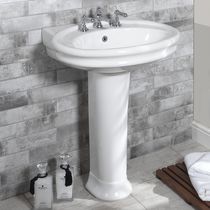 Vasque sur pied / en porcelaine / ovale...