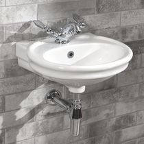 Lave-mains suspendu / ovale / en porcelaine