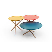 Table basse contemporaine / en chêne / ronde