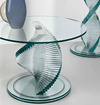 Guéridon contemporain / en verre / rond