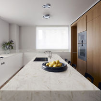 Plan de travail en Corian® / blanc / marron...