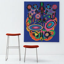 Tabouret de bar contemporain / en cuir /...