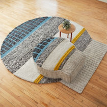 Pouf contemporain / en tissu / ovale / gris