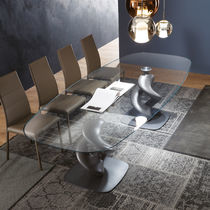 Table à manger contemporaine / en verre...