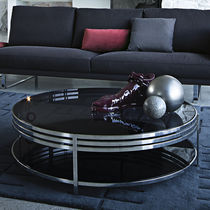 Table basse contemporaine / en verre fumé...