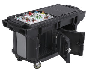 table de préparation en acier inoxydable / mobile / avec rangement / réfrigérée