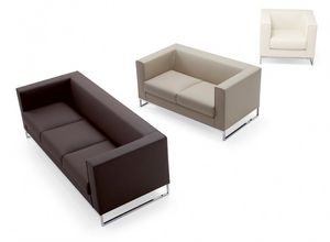 canapé contemporain / en cuir / pour établissement public / 3 places