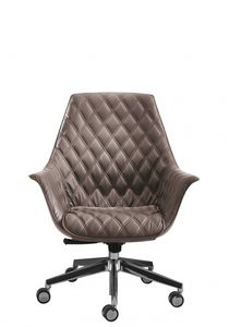 chaise de bureau contemporaine / avec accoudoirs / piètement étoile / en cuir
