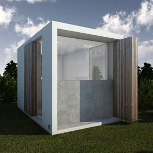 bâtiment préfabriqué / modulaire / ossature béton armé / pour bureau