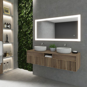 HAPAOSO Miroir De Salle De Bain Miroir Mural LED, 80 * 60cm, Bluetooth, Horloge, Interrupteur Tactile, Anti-buée, 3 En 1 Froid/Chaud/Neutre, étanche IP44