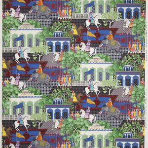tissu d'ameublement / à motif scène / en coton