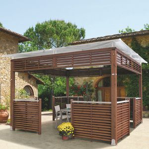 gazebo en bois / toit en toile